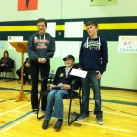 Sarah and Brandon present cheque to Luke at Birchwood.